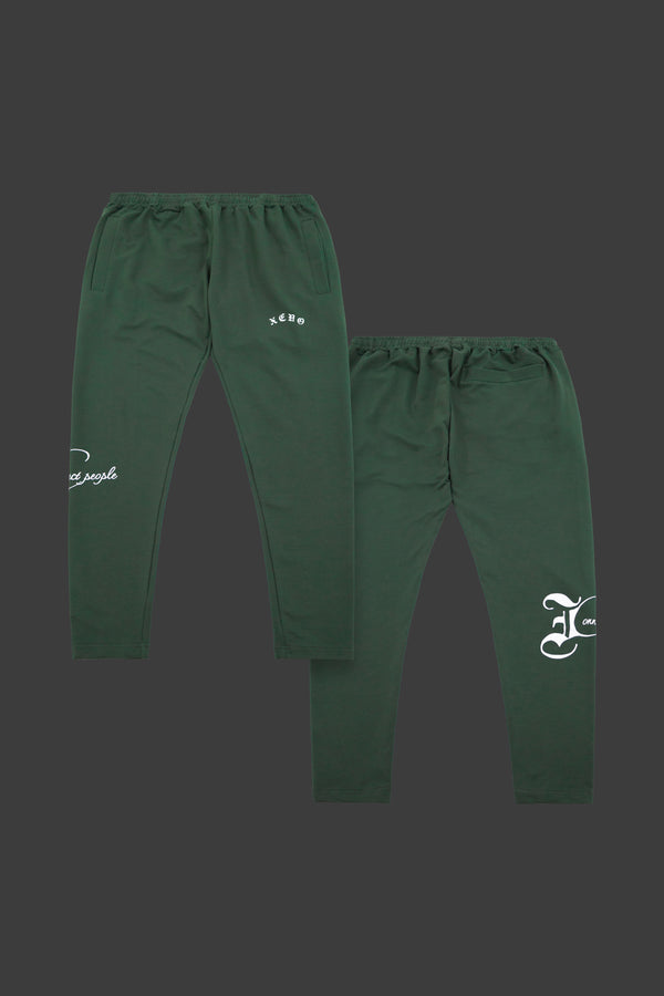 XENO BLACK LETTER SWEAT PANTS DARK GREEN