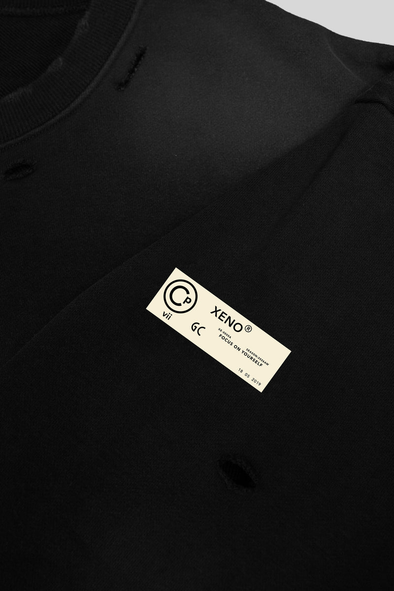 XENO DAMAGE SWEAT SHIRT BLACK
