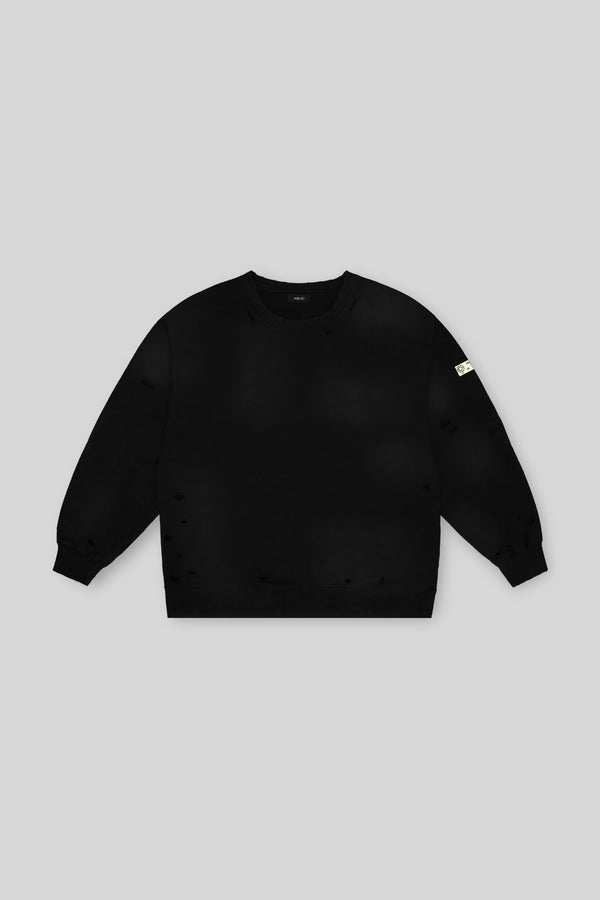 XENO DAMAGE SWEAT SHIRT BLACK