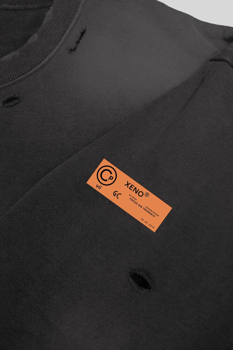 XENO DAMAGE SWEAT SHIRT GRAY