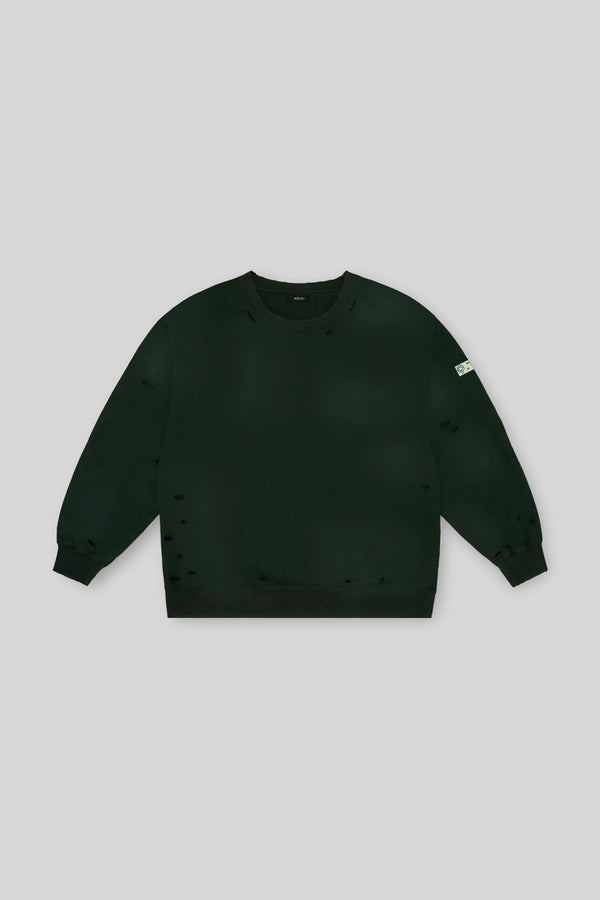 XENO DAMAGE SWEAT SHIRT GREEN