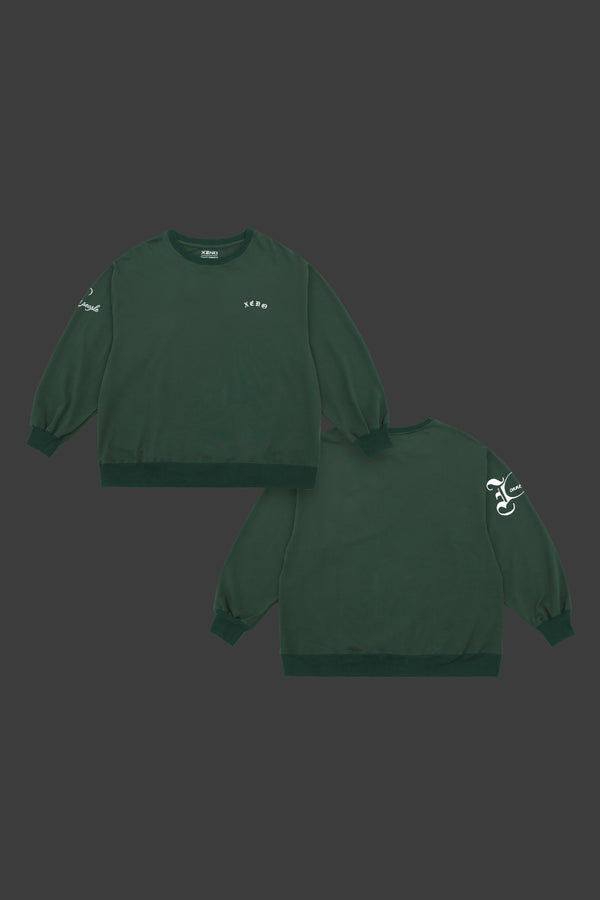 XENO BLACK LETTER SWEAT SHIRT DARK GREEN