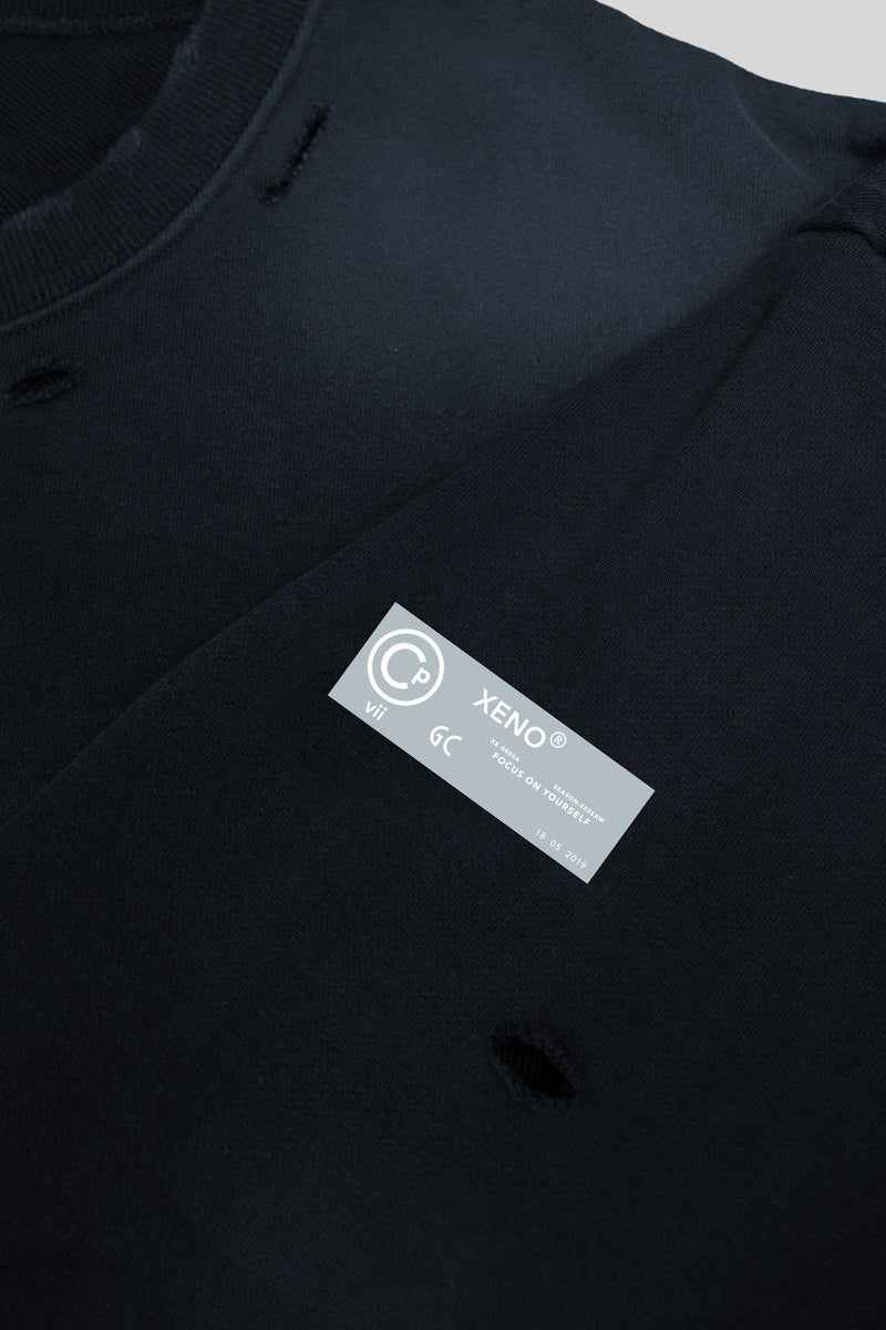 XENO DAMAGE SWEAT SHIRT NAVY