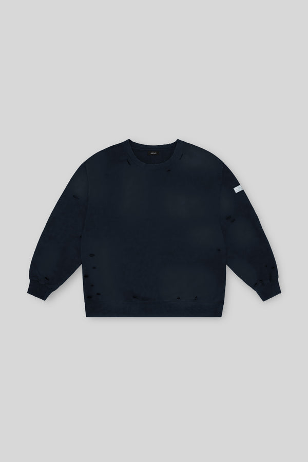 XENO DAMAGE SWEAT SHIRT NAVY