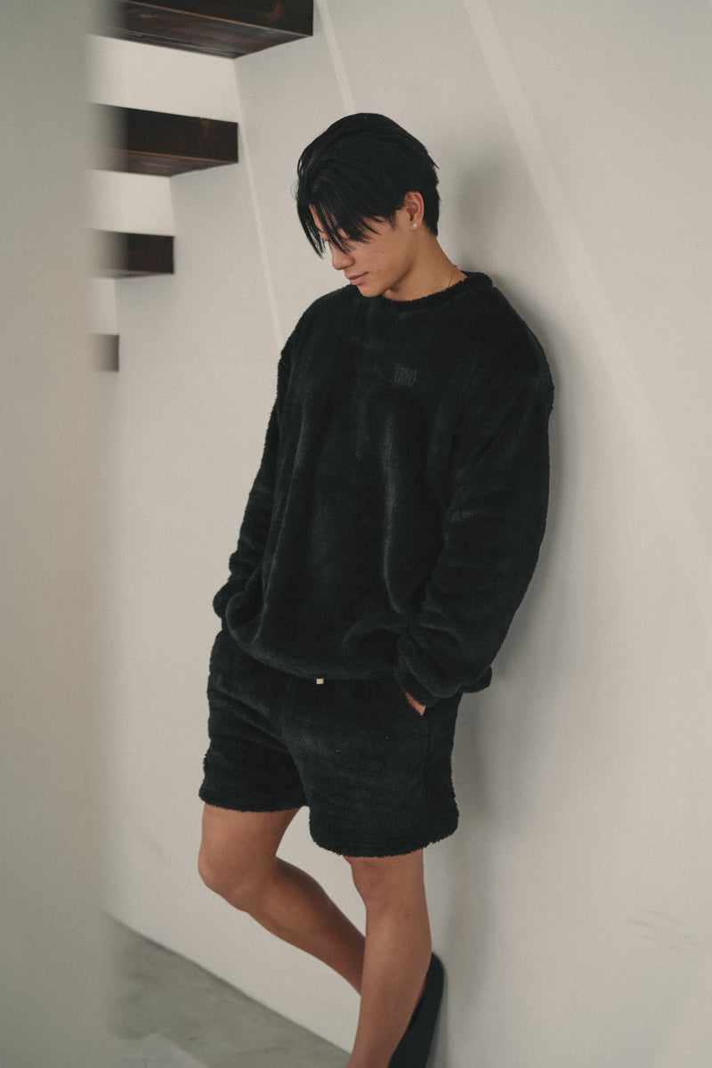 XENO OVERSIZED MOKOMOKO PULL OVER SHIRTS BLACK