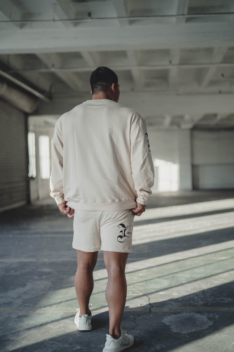 XENO BLACK LETTER SWEAT SHORTS NATURAL