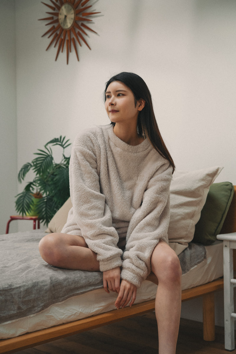 XENO OVERSIZED MOKOMOKO PULL OVER SHIRTS NATURAL