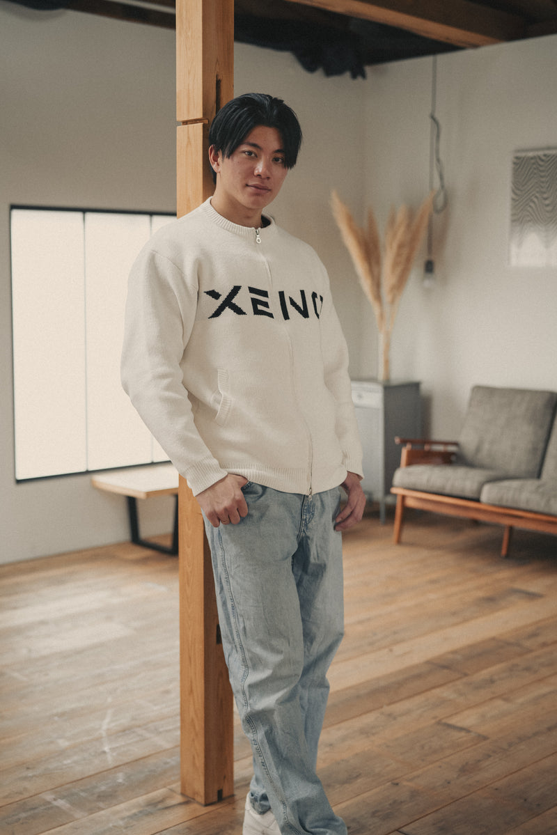 XENO JACQUARD KNIT TOP WHITE