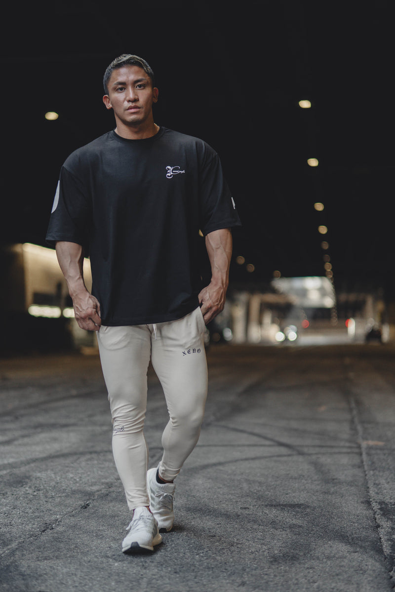 XENO BLACK LETTER SWEAT PANTS NATURAL