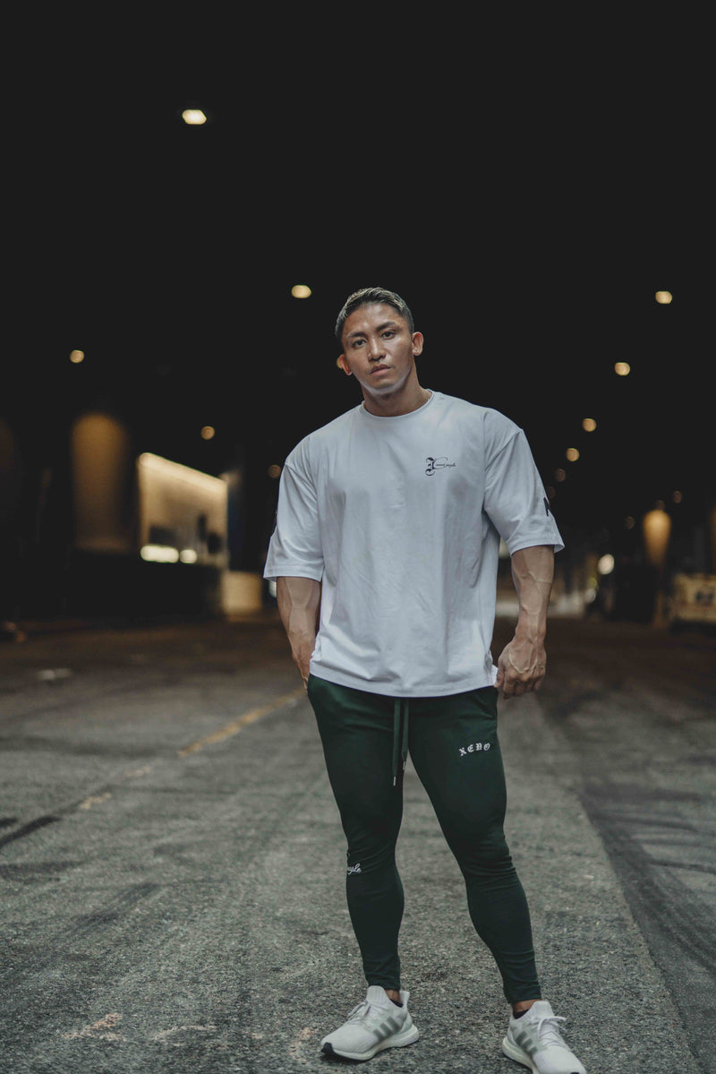 XENO BLACK LETTER SWEAT PANTS DARK GREEN