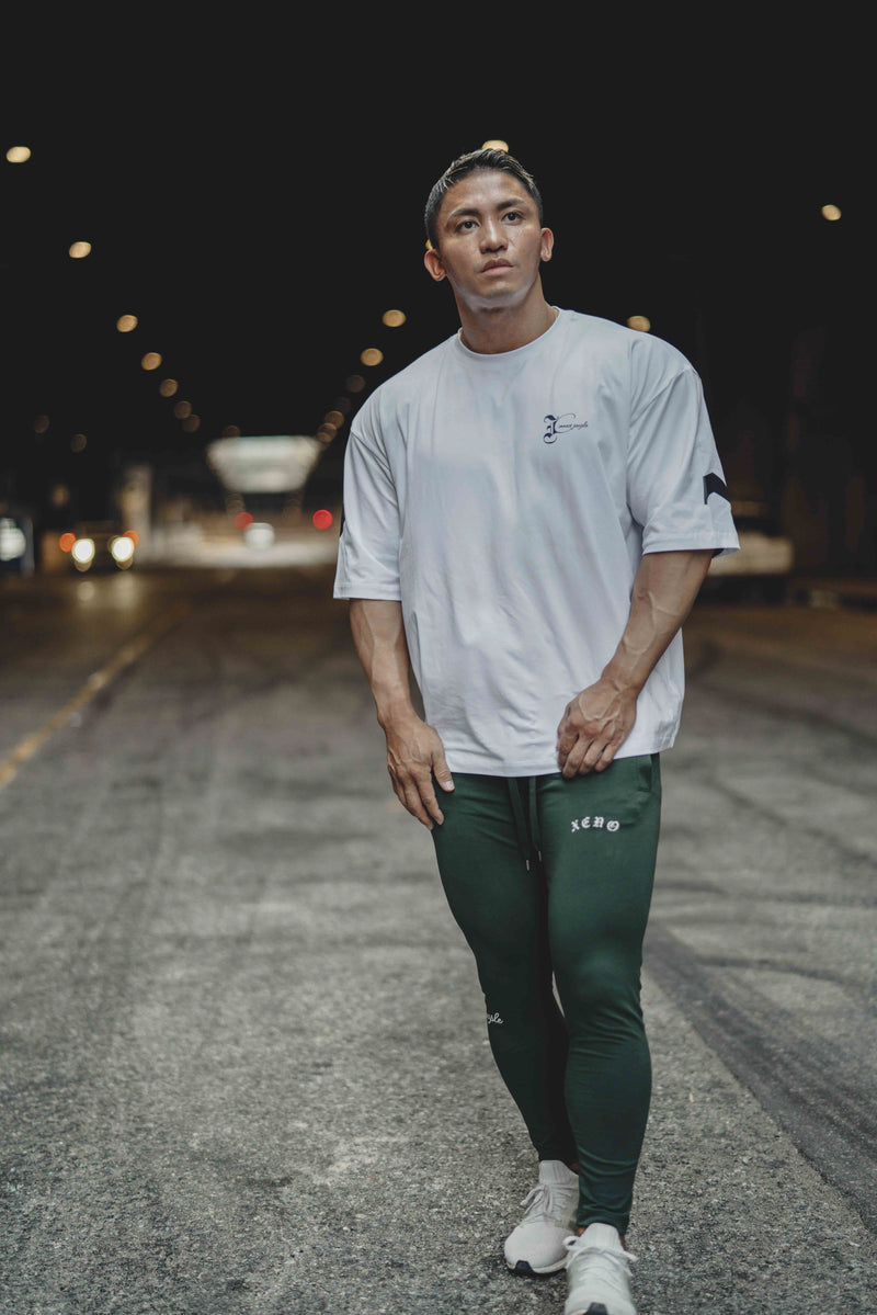 XENO BLACK LETTER SWEAT PANTS DARK GREEN