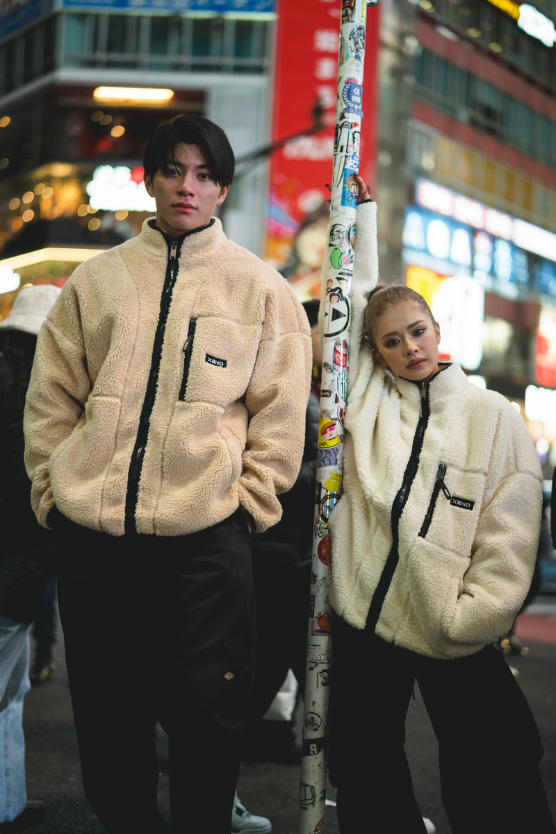 XENO OVERSIZED BOA FLEECE JACKET BEIGE