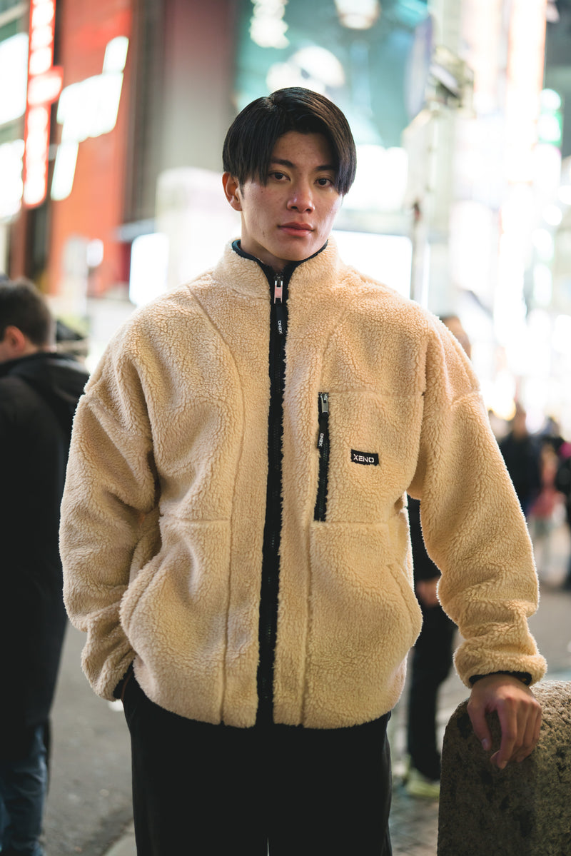 XENO OVERSIZED BOA FLEECE JACKET BEIGE