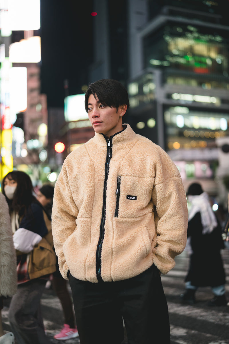 XENO OVERSIZED BOA FLEECE JACKET BEIGE