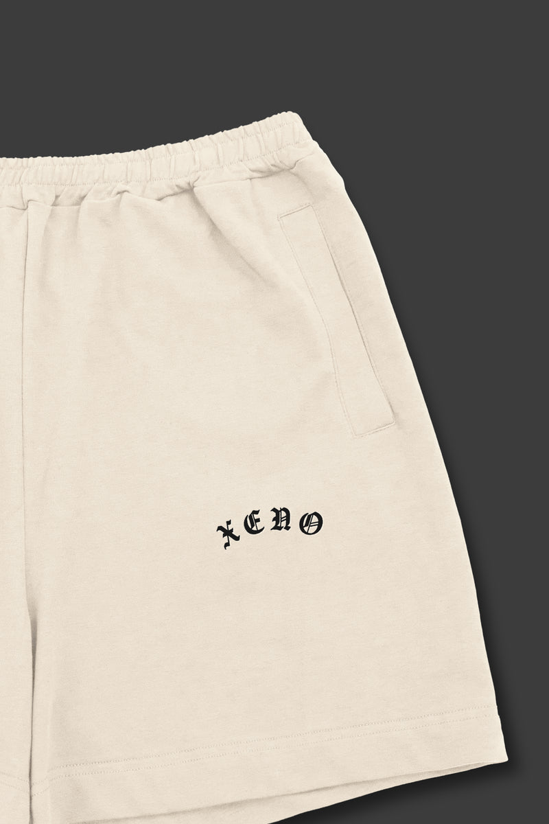 XENO BLACK LETTER SWEAT SHORTS NATURAL