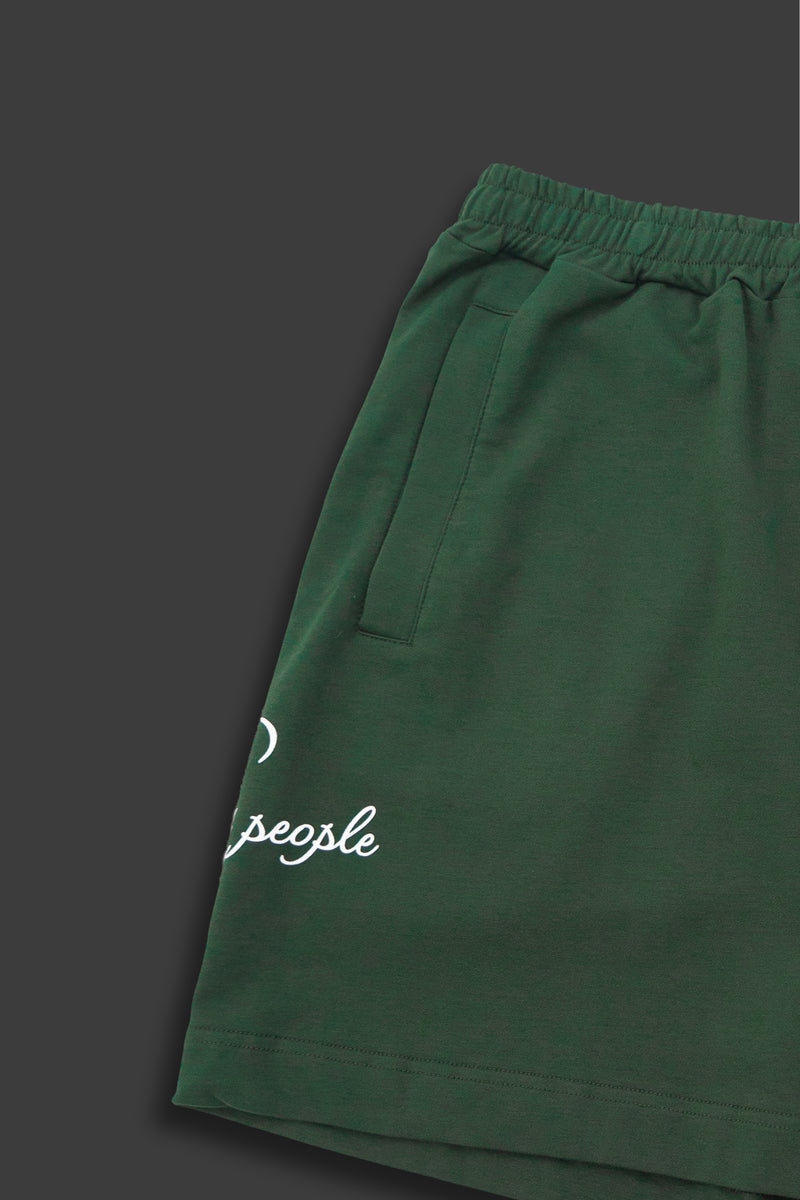 XENO BLACK LETTER SWEAT SHORTS DARK GREEN