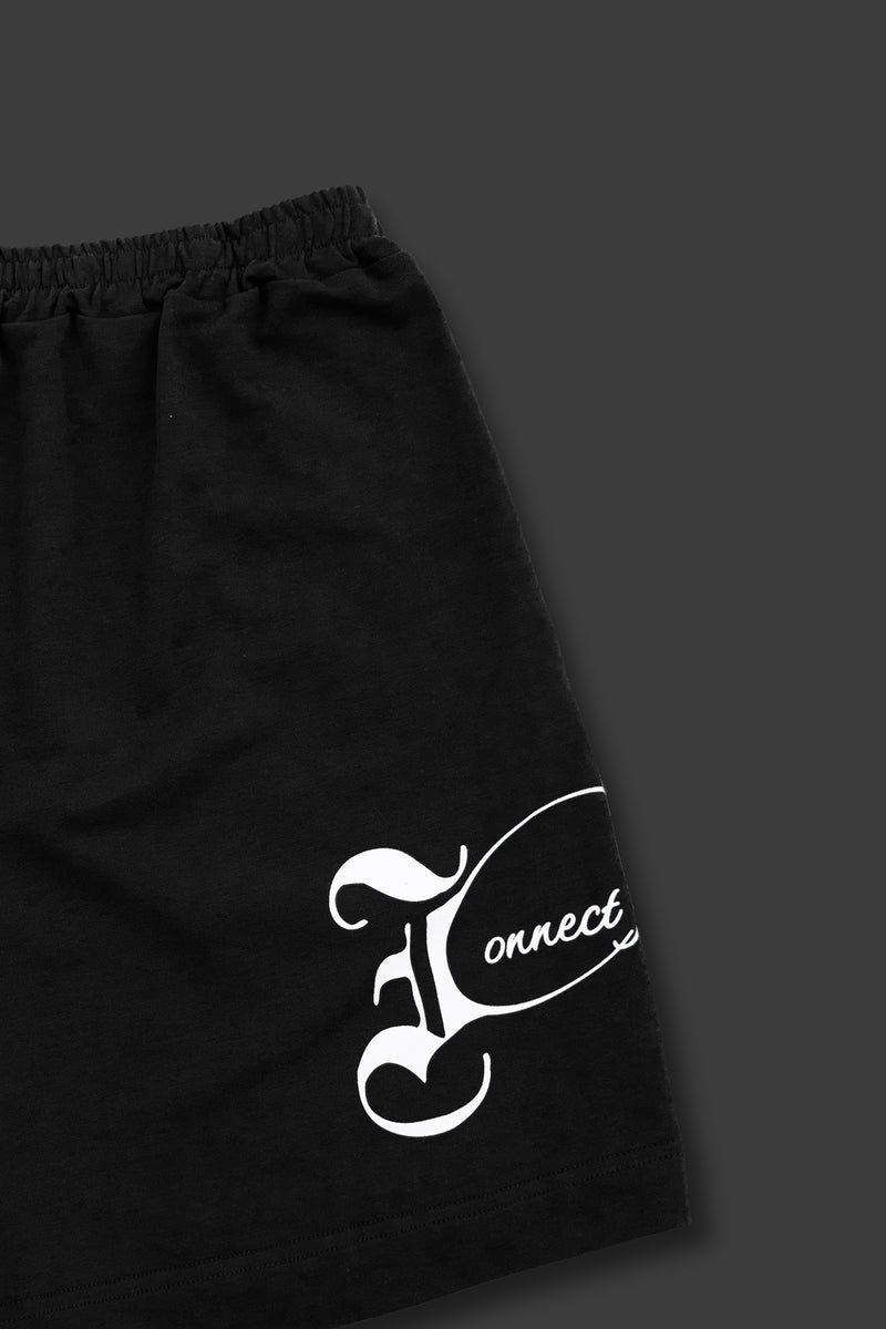 XENO BLACK LETTER SWEAT SHORTS BLACK