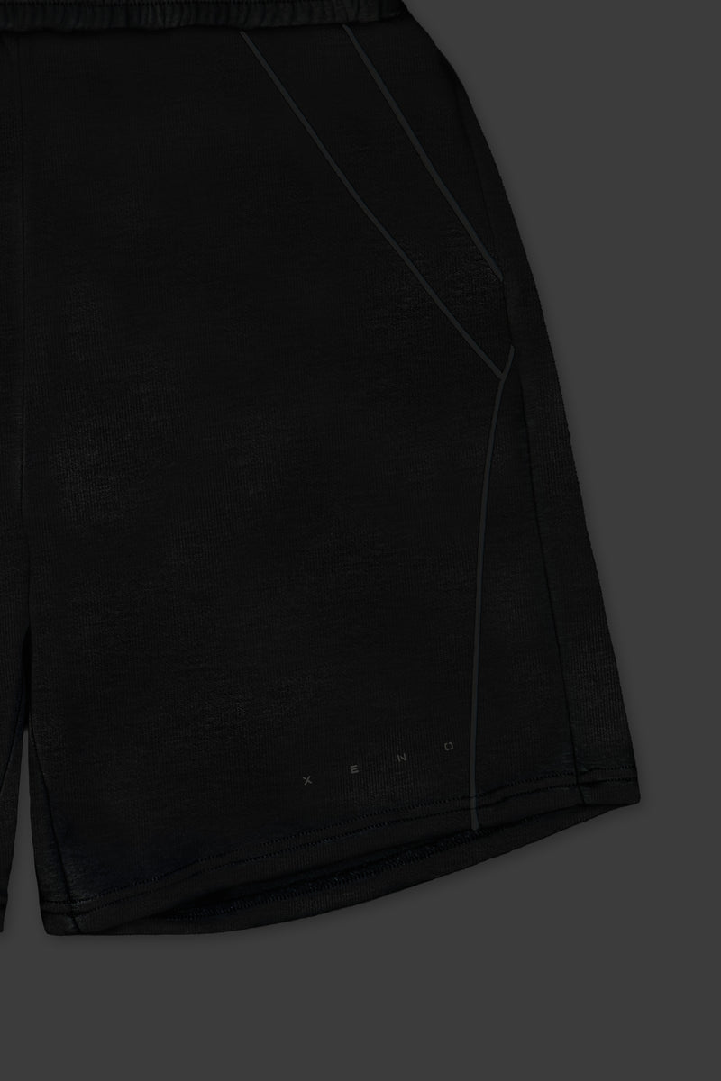 XENO PIPING DOUBLE KNIT SHORTS BLACK x BLACK
