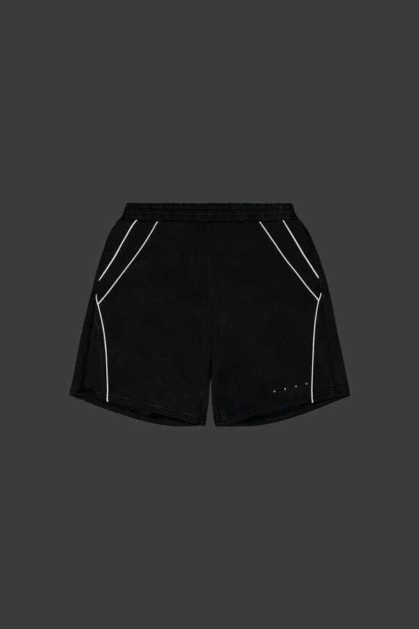 XENO PIPING DOUBLE KNIT SHORTS BLACK x WHITE