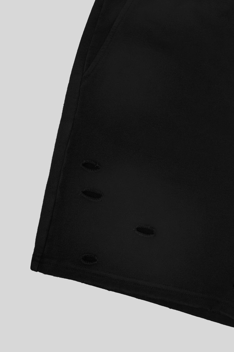 XENO DAMAGE SWEAT SHORT PANTS BLACK