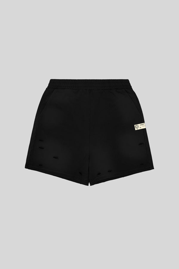 XENO DAMAGE SWEAT SHORT PANTS BLACK