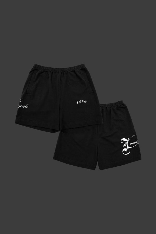 XENO BLACK LETTER SWEAT SHORTS BLACK