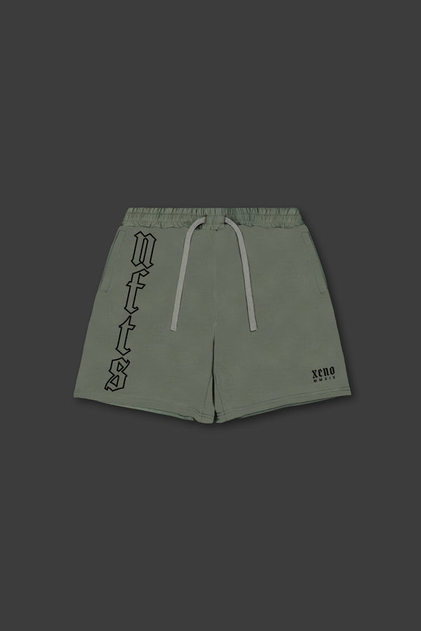 XENO “NFTS” SWEAT SHORTS GREEN GRAY