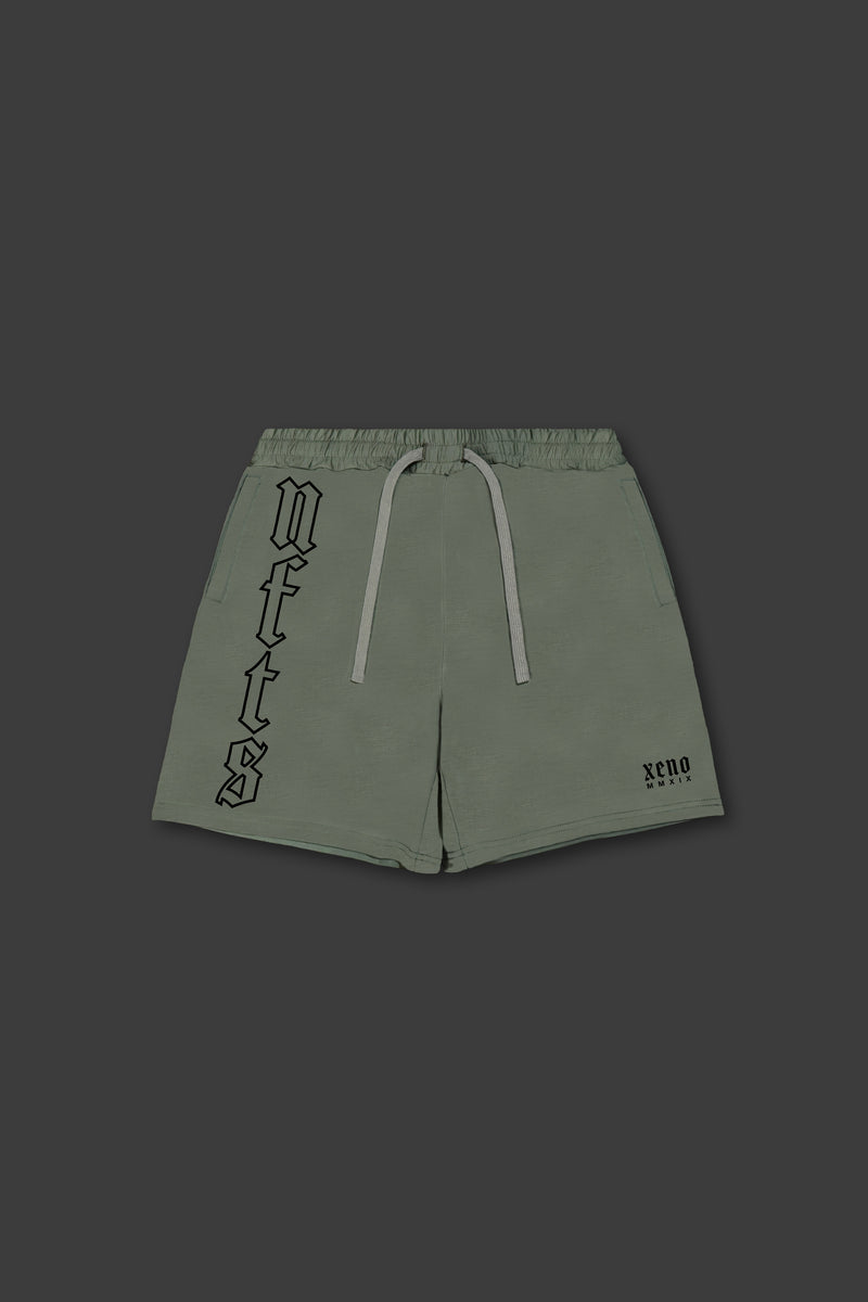 XENO “NFTS” SWEAT SHORTS GREEN GRAY