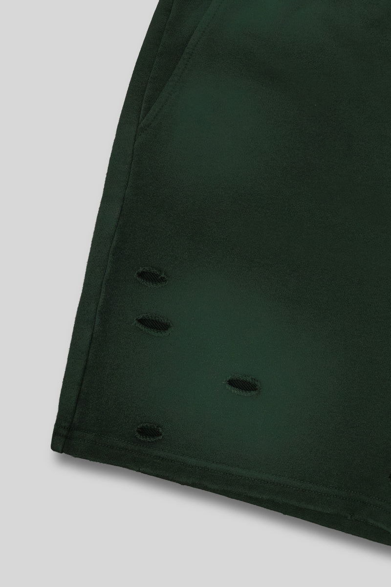 XENO DAMAGE SWEAT SHORT PANTS GREEN