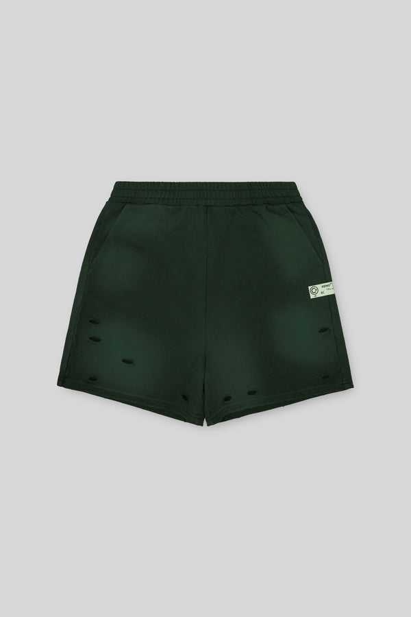 XENO DAMAGE SWEAT SHORT PANTS GREEN