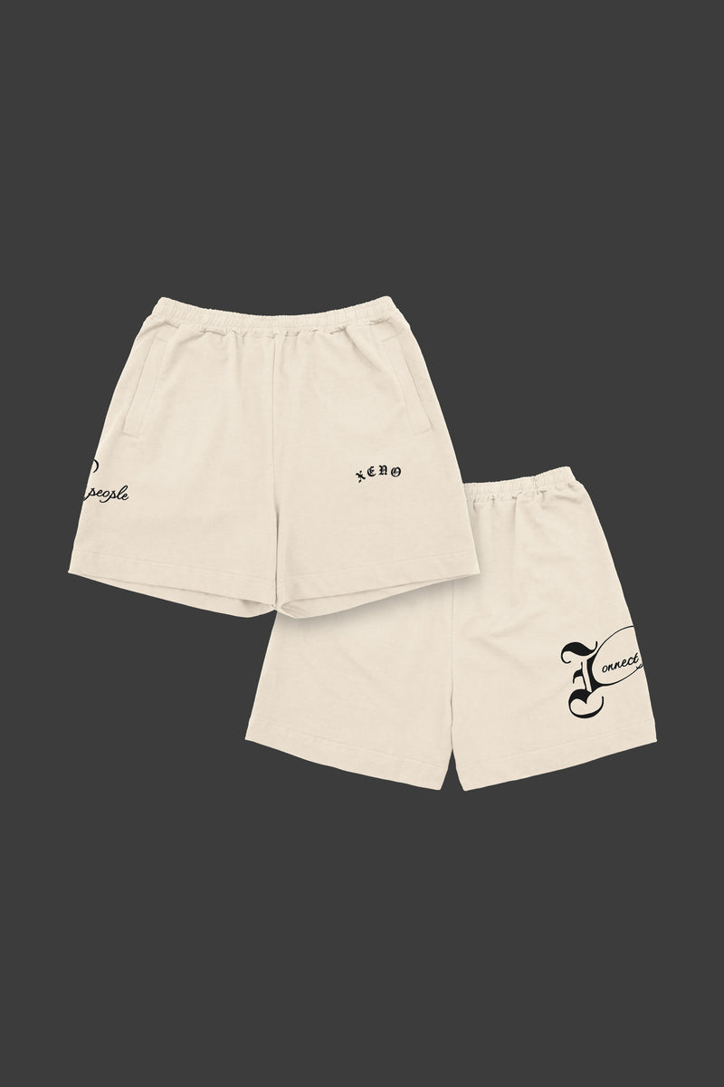 XENO BLACK LETTER SWEAT SHORTS NATURAL