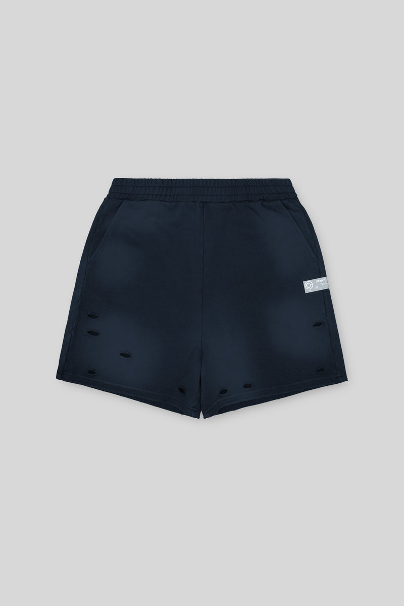XENO DAMAGE SWEAT SHORT PANTS NAVY