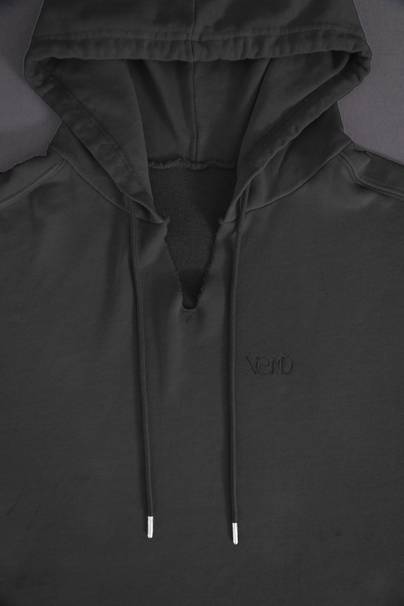 XENO PIGMENT DYED TANK HOODIE SUMI BLACK