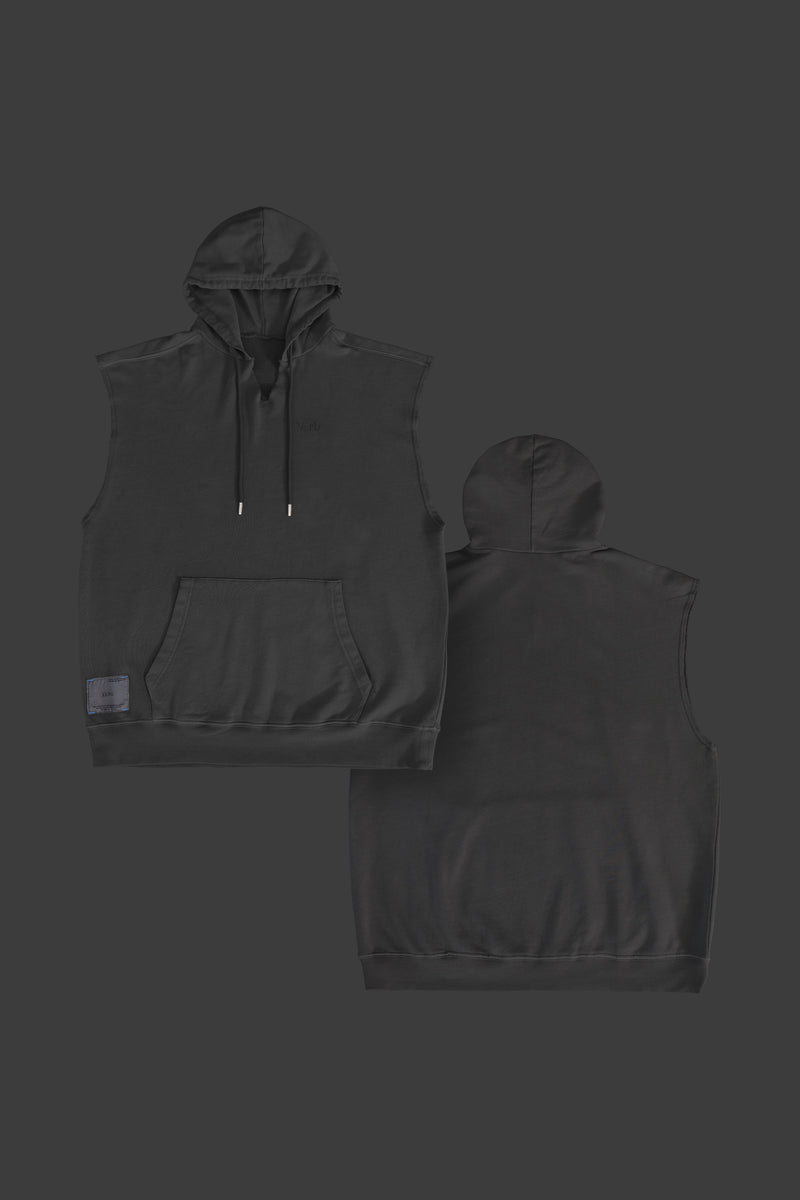 XENO PIGMENT DYED TANK HOODIE SUMI BLACK