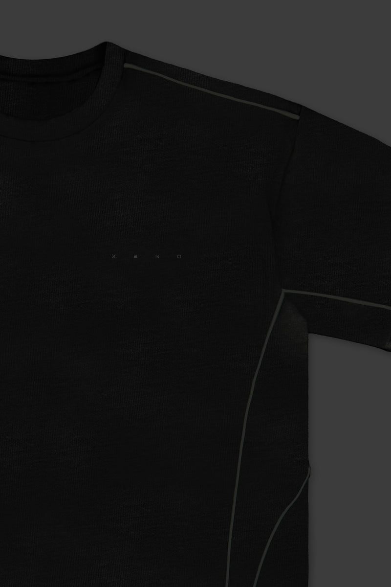 XENO PIPING OVER SIZED T-SHIRT BLACK x BLACK