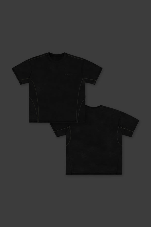 XENO PIPING OVER SIZED T-SHIRT BLACK x BLACK