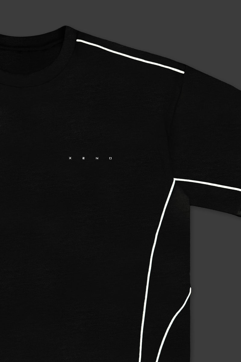 XENO PIPING OVER SIZED T-SHIRT BLACK x WHITE