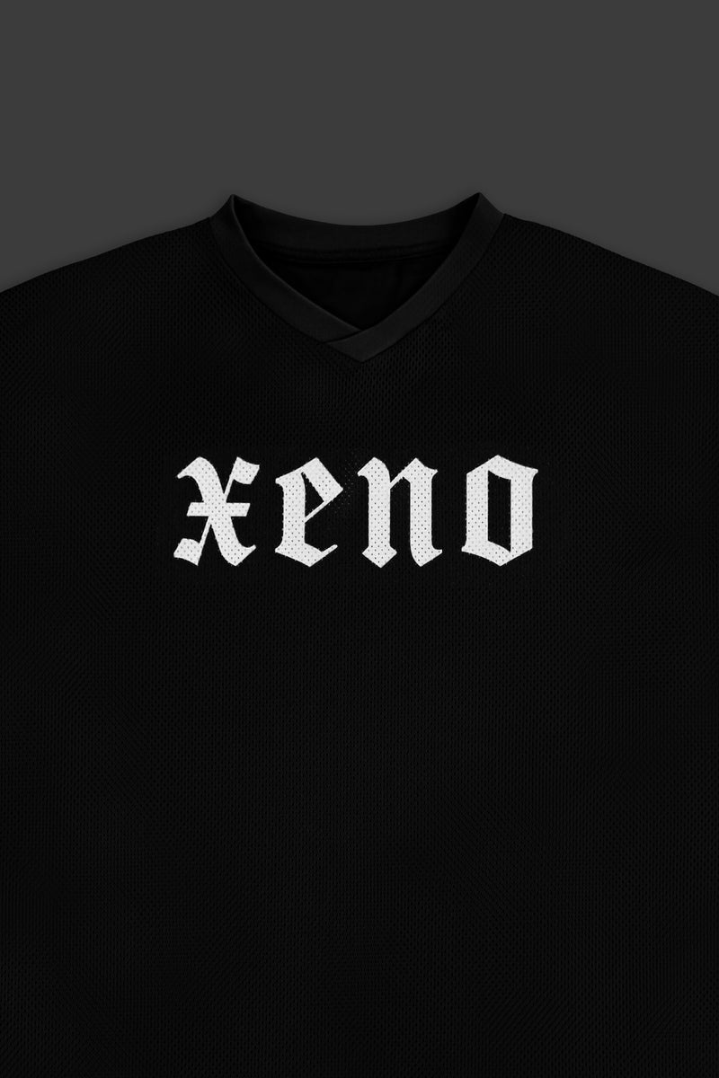 XENO 7TH ANNIV. OVER SIZED MESH T-SHIRT BLACK x WHITE