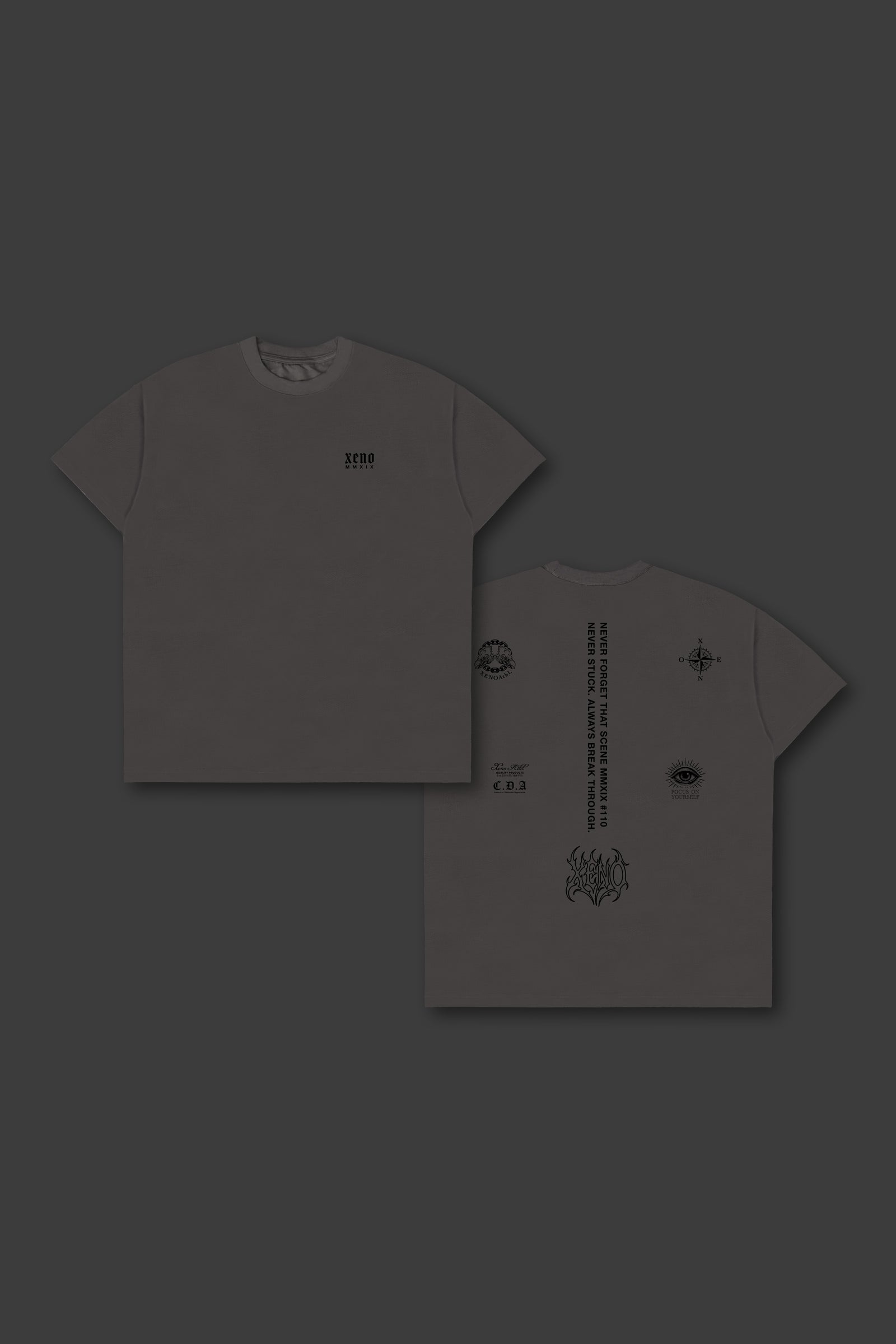 XENO “NFTS” OVERSIZED T-SHIRT CHARCOAL