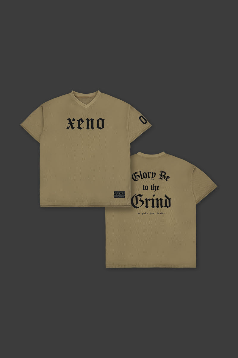 XENO 7TH ANNIV. OVER SIZED MESH T-SHIRT BEIGE