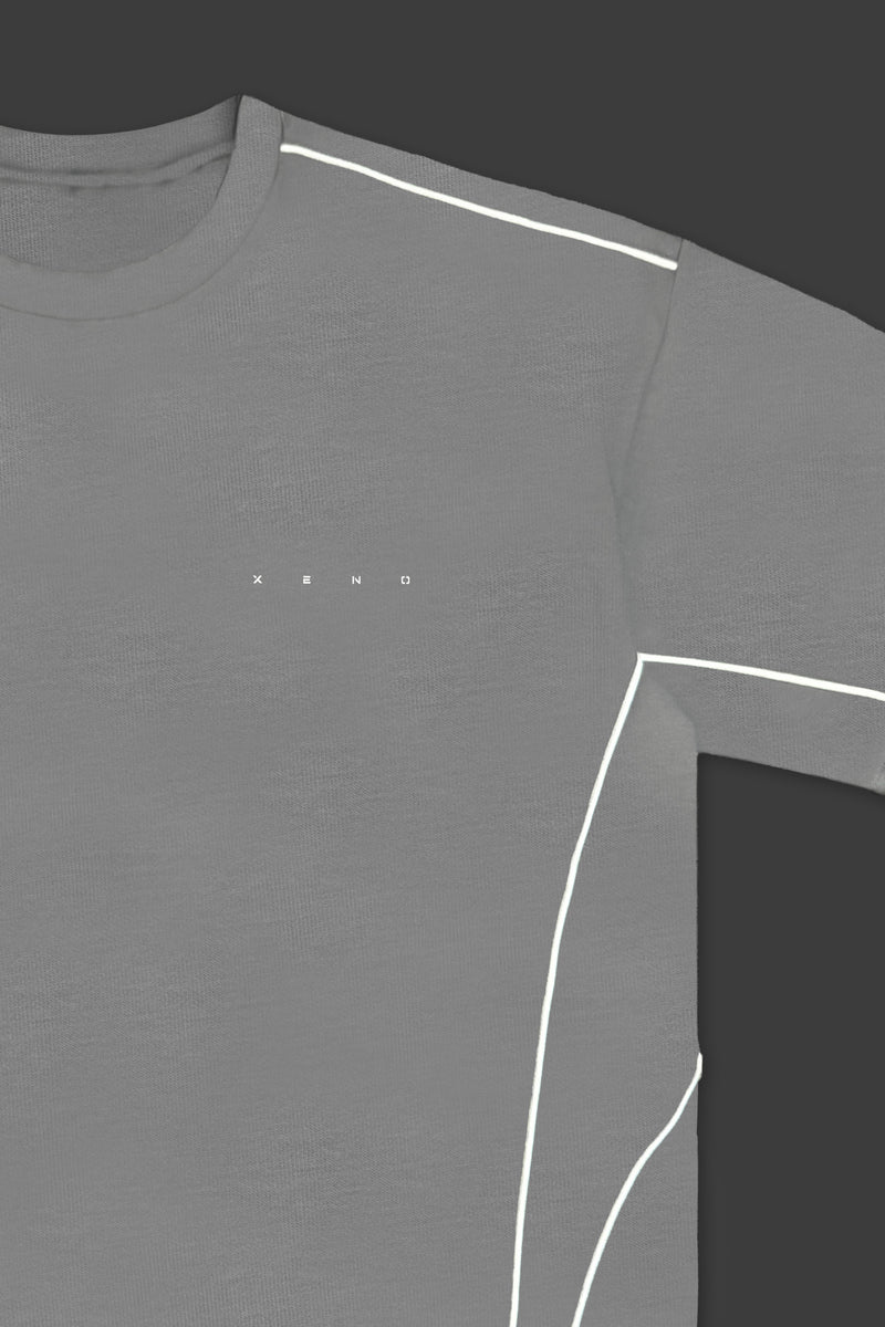 XENO PIPING OVER SIZED T-SHIRT GRAY