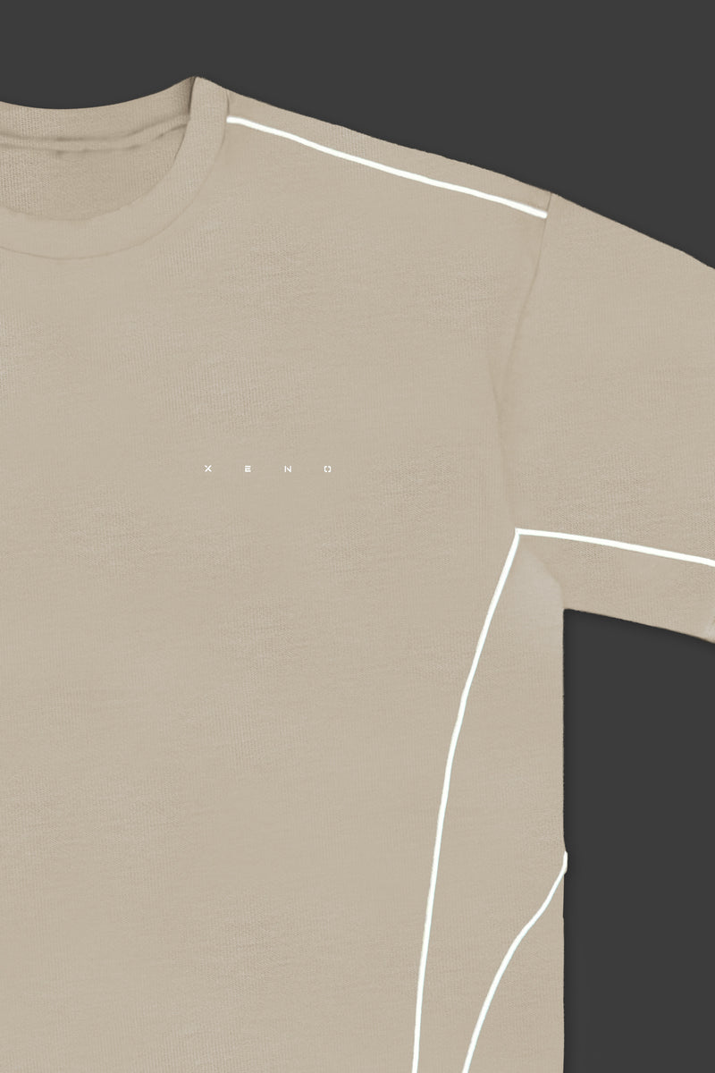 XENO PIPING OVER SIZED T-SHIRT BEIGE