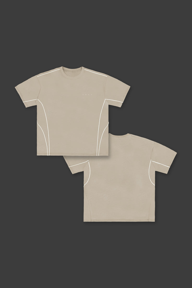 XENO PIPING OVER SIZED T-SHIRT BEIGE