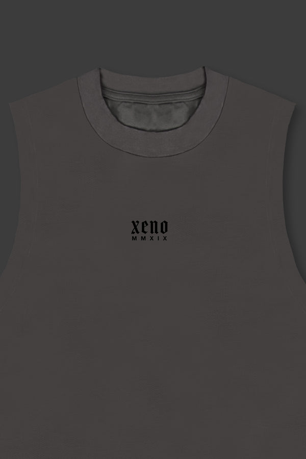 XENO “NFTS”SLEEVELESS TEE CHARCOAL