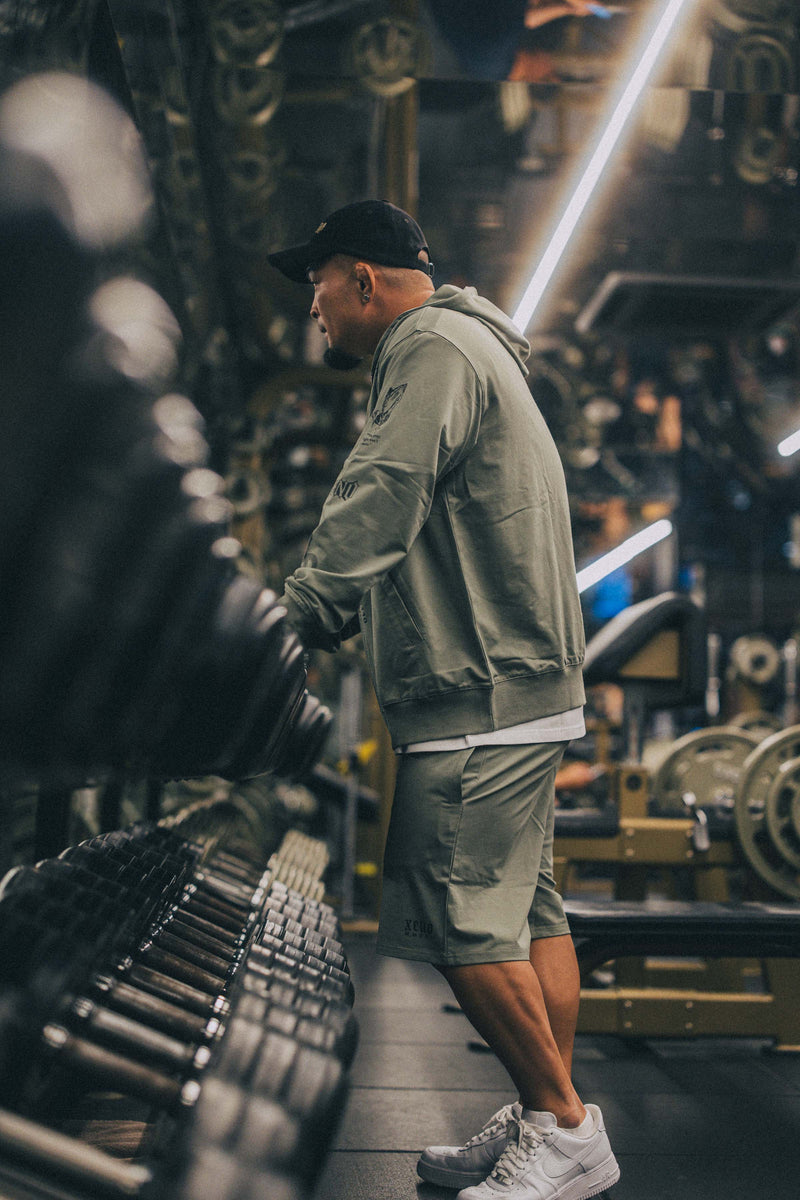 XENO “NFTS” SWEAT SHORTS GREEN GRAY