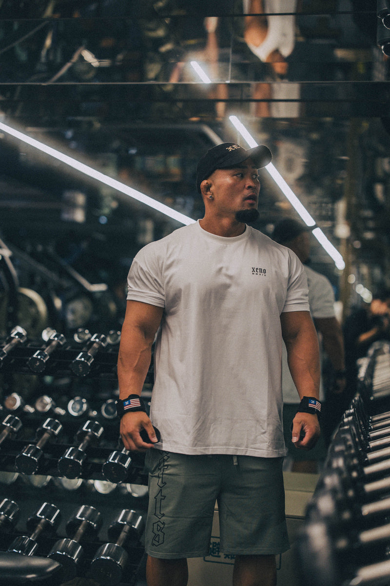 XENO “NFTS” SWEAT SHORTS GREEN GRAY