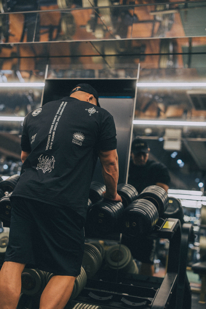 XENO “NFTS” SWEAT SHORTS BLACK
