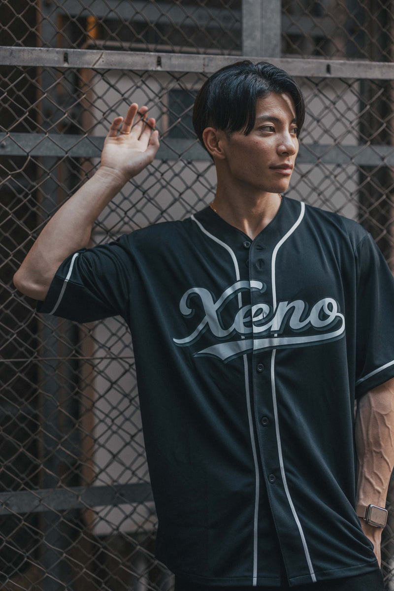 完売品　Xeno ベースボールシャツ XENO SCRIPT LOGO BASEBALL SHIRT BLACK x WHITE