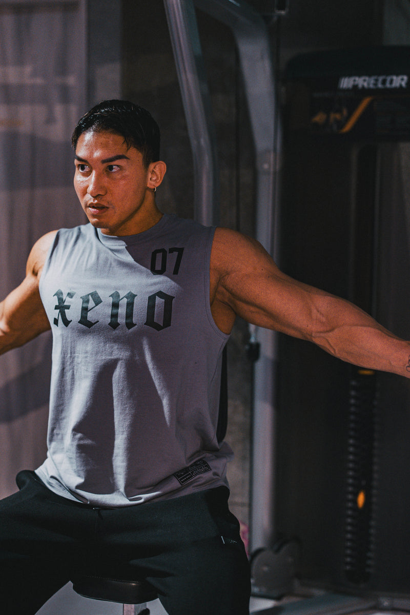 XENO 7TH ANNIV.  SLEEVELESS TEE GRAY