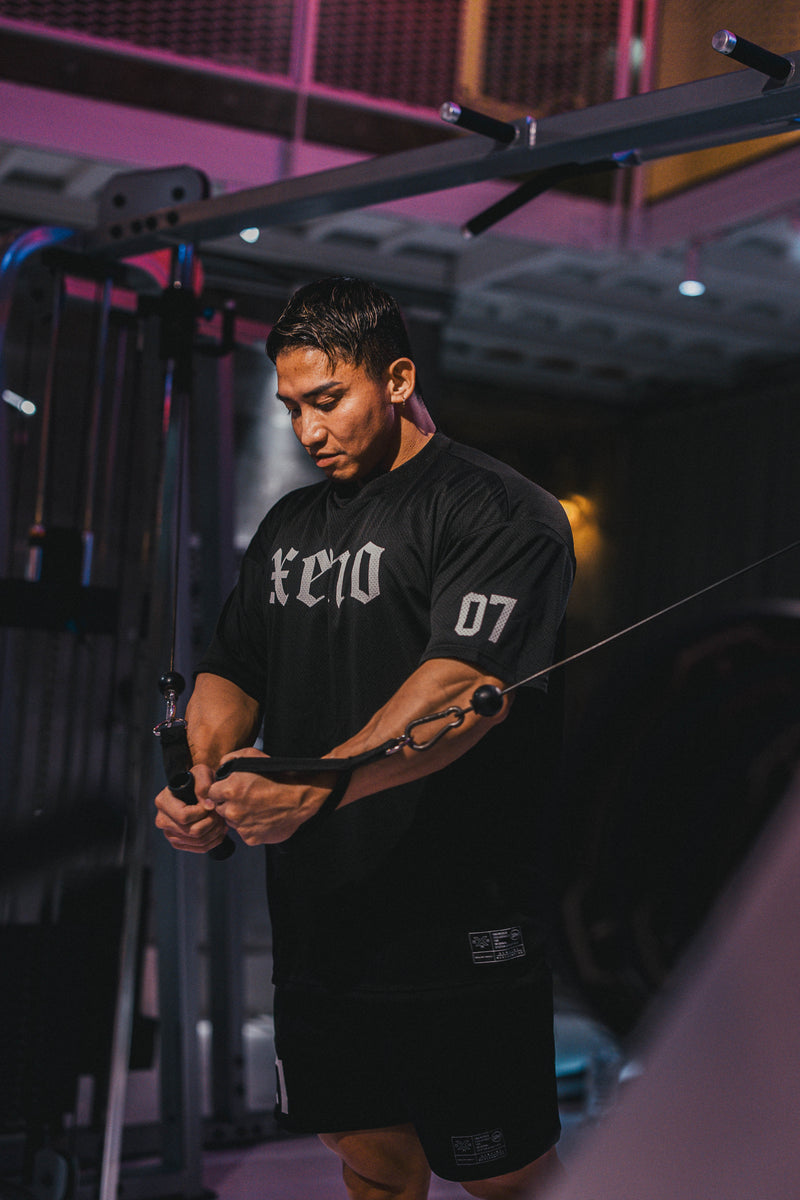 XENO 7TH ANNIV. OVER SIZED MESH T-SHIRT BLACK x WHITE